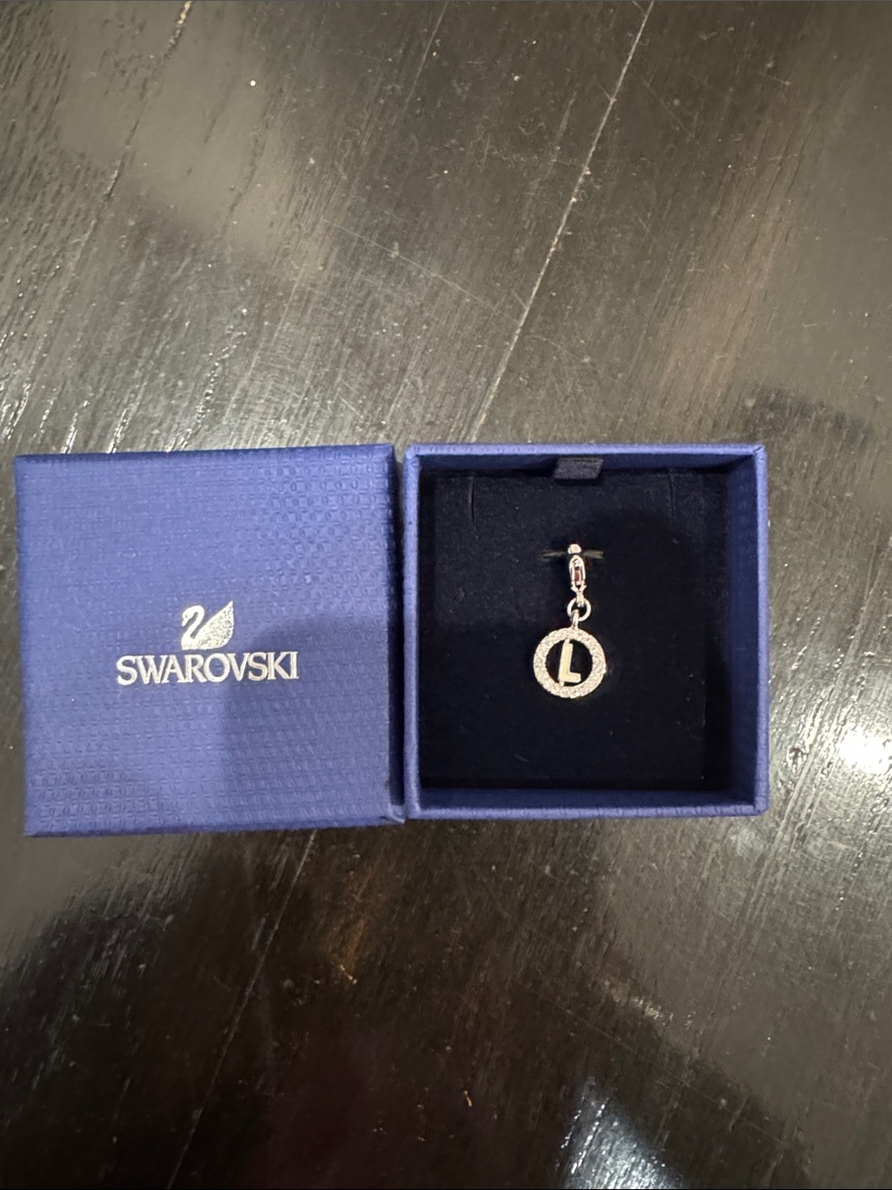 Swarovski Silver Crystal 'L' Dangle Earring